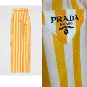 PRADA***Yellow and White Striped Maxi Skirt***Size 36 US 2 $2895